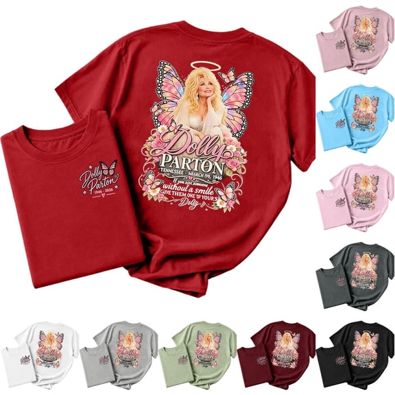 Women's Dolly T-Shirt Parton Country Music T Shirts Classic Graphic Tees Tshirt Casual Short Sleeve Tops Vintage Nashville Western Shirt,L