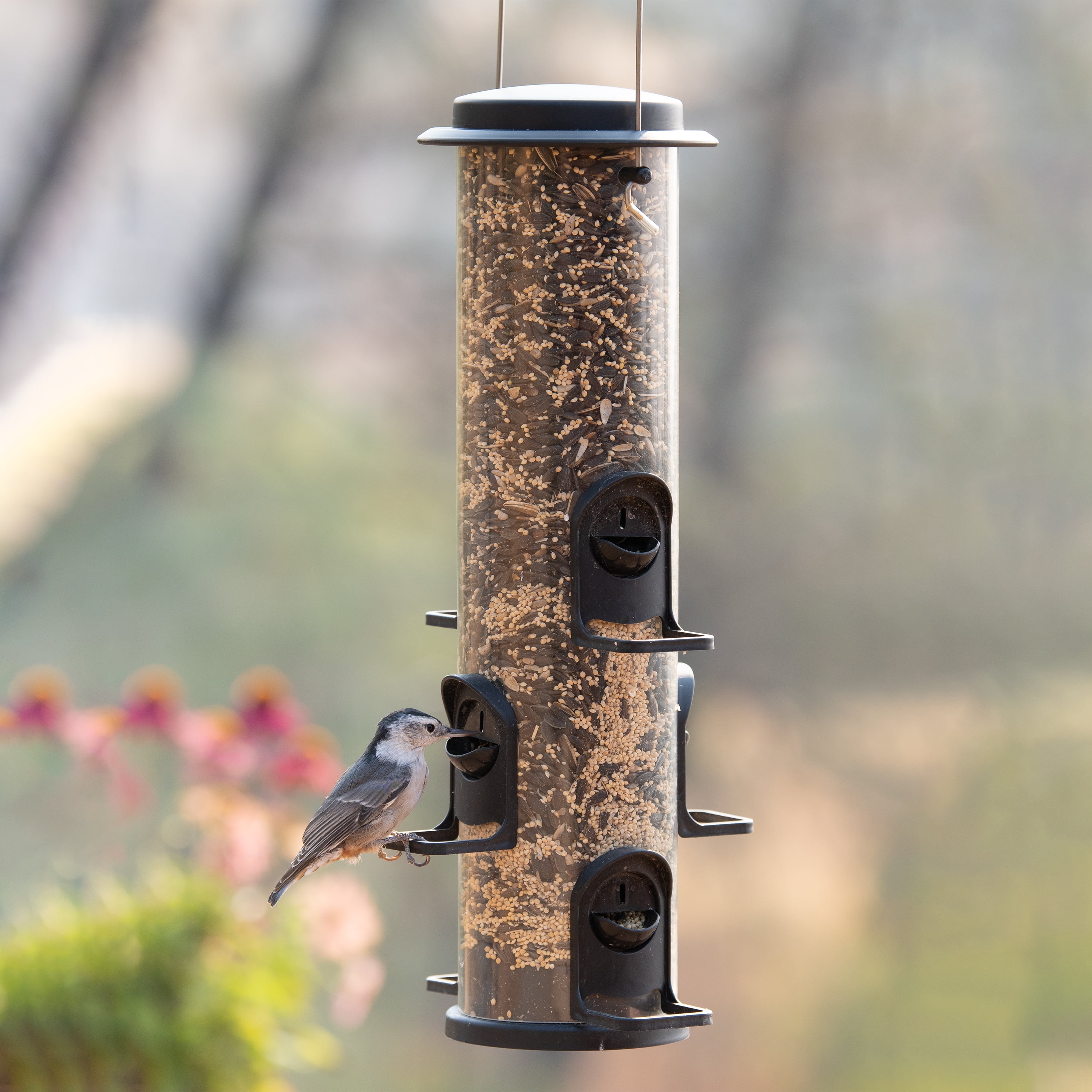 Perky-Pet Black 2-in-1 XL Wild Bird Tube Feeder - 4lb Capacity