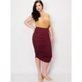 thumbnail image 5 of Made by Johnny Women's Slim fit Bodycon Party Club Night Out Elegant Ruched High Waist Long Pencil Skirt with Side Shirring L WINE, 5 of 6
