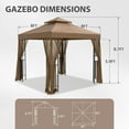 thumbnail image 4 of EAGLE PEAK 8' x 8' Outdoor Patio Gazebo, Steel Metal Gazebo With Soft Top Double Roof Canopy with Netting, Brown, 4 of 9