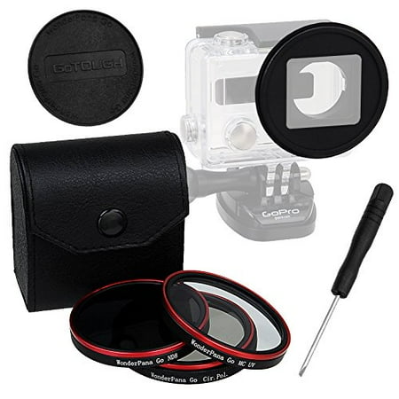 Fotodiox Filter Kit Fotodiox Pro WonderPana Go H3+ and HERO4 Standard Kit with Three Filters (UV, CPL, ND8) and Cap - GoTough Filter Adapter System for GoPro HERO3+ and HERO4 Skeleton Housing Case ()
