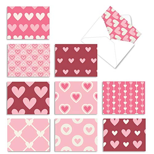 0 Assorted ‘Heartfelt Thank You Cards with Envelopes 4 x 5.12 inch, Greeting Cards with Pink and White Heart Patterns, Appreciation Stationery for Valentines Day, Mothers Day, Weddings M2058