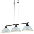 thumbnail image 1 of Duncan 3-Light Linear Pendant in Matte Black with Seafoam, 1 of 1
