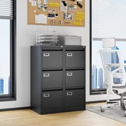 STANI 3 Drawer Black File Cabinet with Lock,Metal Locking Filing Cabinets for Home Office, Vertical Filing Cabinet Organizer for Legal/A4 Office
