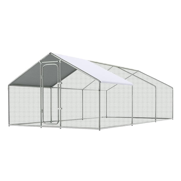 Gallinero Grande – Acero Galvanizado – Techo en Punta – Pollos, Patos y Conejos – Resistente a la Intemperie – Jardín o Granja
