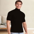 thumbnail image 3 of Breezora Men's Thermal Turtleneck T-Shirt Slim Fit Base Layer Short Sleeve Top for Spring and Autumn Comfort Wear S Size Black, 3 of 6