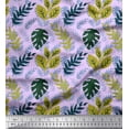 thumbnail image 1 of Soimoi Tissu Poly Georgette Violet Imprimé Pacanes & Monstera au Mètre 52 Pouces de Large, 1 of 3