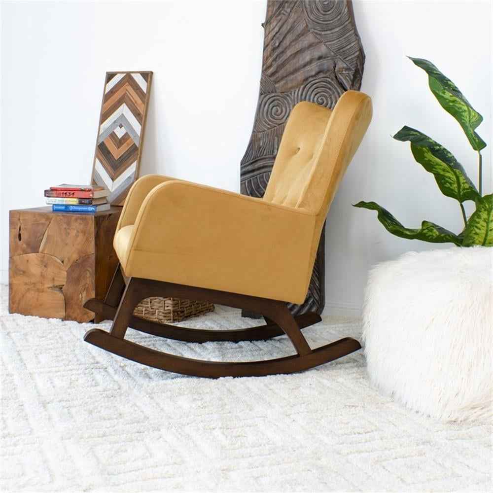 Ashcroft Rocking Chairs Kids Mid Century Modern Velvet Chair with Tufted Cushions, Yellow