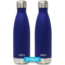 MIRA 2 Pack 17 oz Cola Shaped Insulated Stainless Steel Water Bottle - Double Walled Vacuum Insulated Thermos Flask - Metal Sports Bottle - Matte Dark Blue
