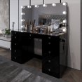 thumbnail image 2 of Boahaus Orla Large Black Makeup Vanity Desk with Lights, Bluetooth Speakers, and Mirror, 2 of 10