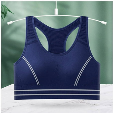 TrendVibe365 Sports Bras for Women Wireless Push up No Show Bralette Padded Racerback Wide Strap Supportive Bustier Full Coverage Crop Tank Top Sexy Lingerie Blue XL