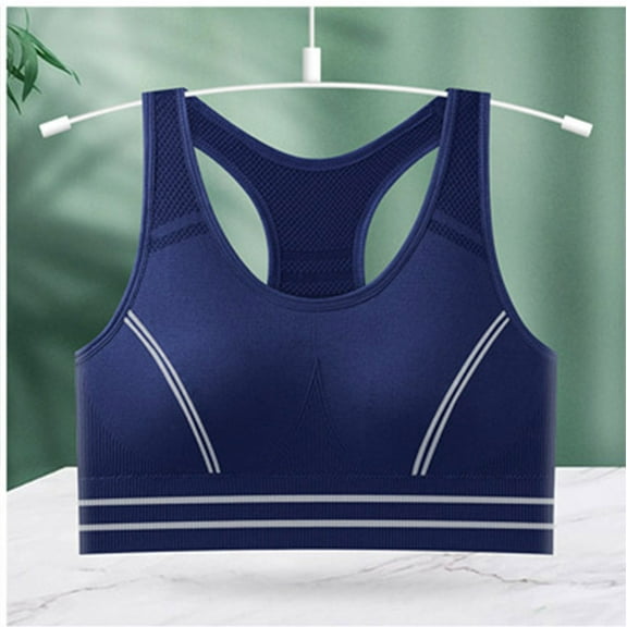 CLOISE Push up Bras for Women Wireless Medium Support Wireless Sports Bras Lightly Lined Seamless Racerback Bra Underarm Smoothing Stretch Push up Bras Full Coverage Everyday Bras Blue XL