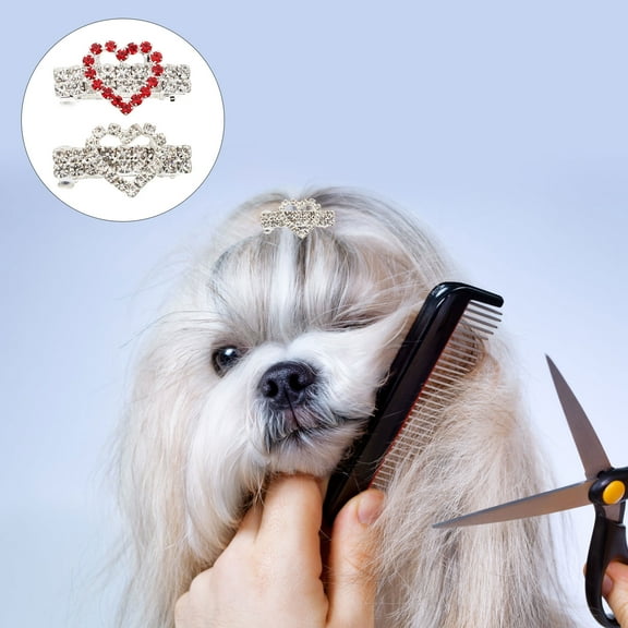 Niceauty 2pcs Decorative Heart Shape Hairpins For Dogs And Cats Hair Clips For Grooming And Special Occasions