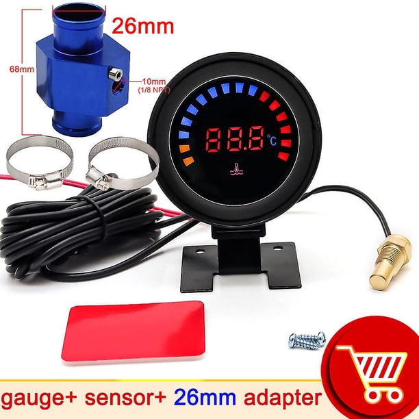 Round Lcd Digital Car Truck Water Temp Gauge Temperature Sensor Temperatura Moto + Voltmeter Volt Voltage Meter 2 In 1 12v 24v