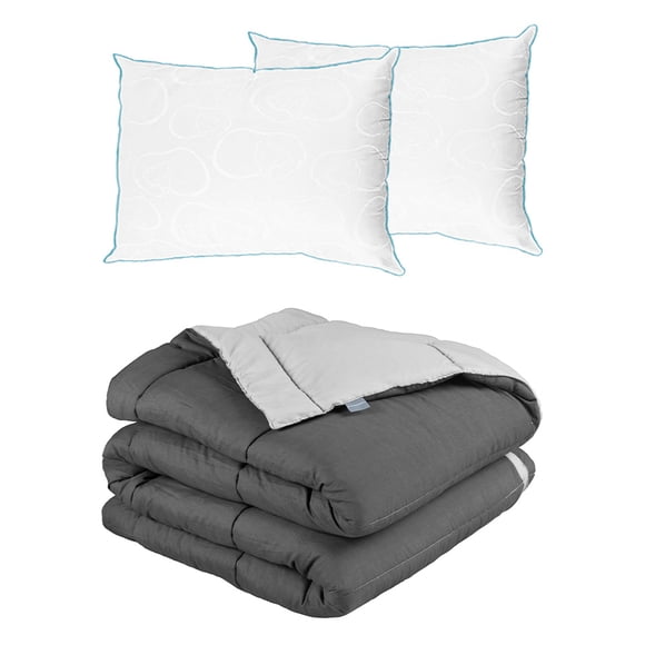 Edredón Dos vistas Matrimonial Rogga Gris Oxford - Gris Perla + Almohada Osos 2
