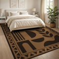 thumbnail image 3 of ODIKA 8'x10' Washable Area Rug Brown Black Geometric Abstract Design Modern Shapes with Bold Triangle Border for Living Room, Under Sectional, Family , Durable, Non-Slip, 3 of 7