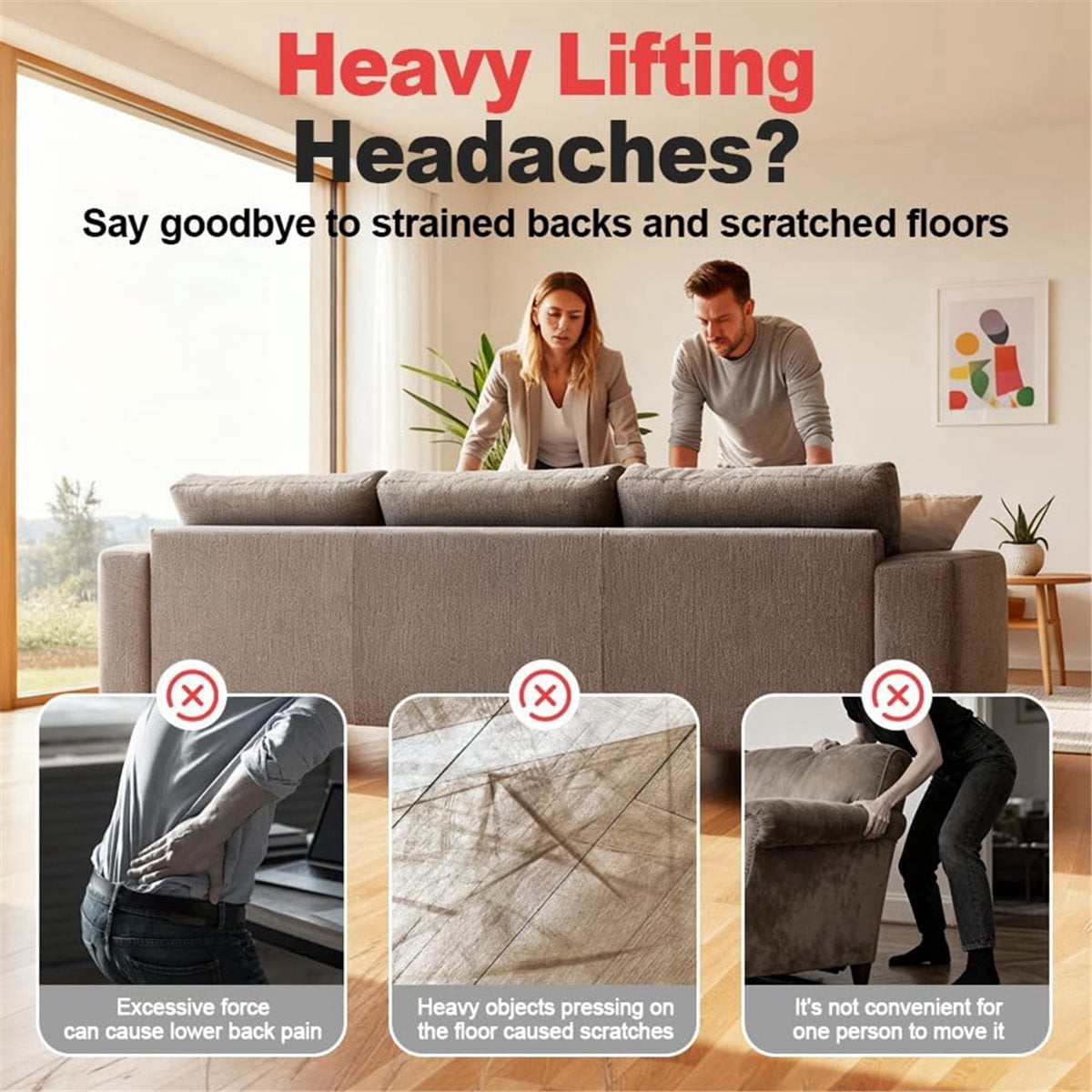 Furniture Lift Mover Tool Set,Multi-Functional Adjustable Furniture Lifter for Home, Portable Furniture Moving Wheels