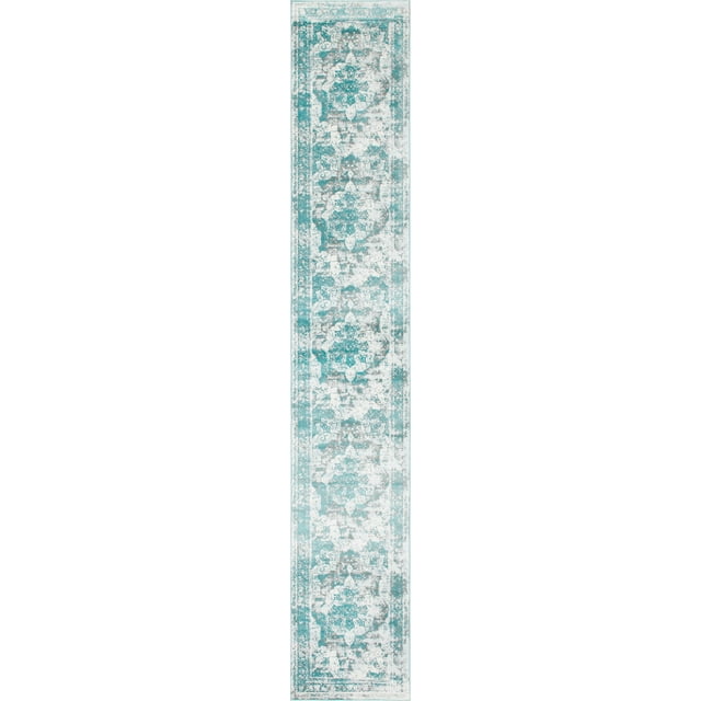 Unique Loom Sofia Collection Area Traditional Vintage Rug, French Inspired Perfect for All Home Décor, 3' 3 x 19' 8 Runner, Turquoise/Light Blue