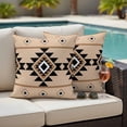 thumbnail image 4 of Brown Black Boho Outdoor Waterproof Pillow Covers, Country Aztec Southwest Geometric Decorative Square Throw Pillowcase Sofa Cushion Sham for Patio/Couch/Chair, 16"x16" 2 Pack, 4 of 8