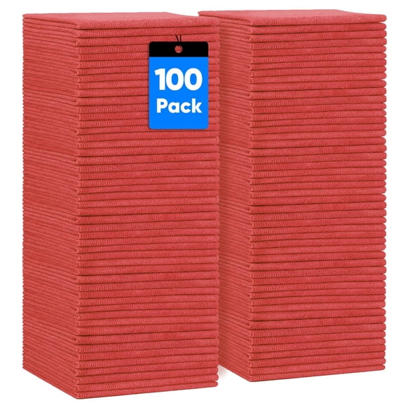 Toallas HOMEXCEL Rojas de Microfibra Paquete de 100 29x29 cm