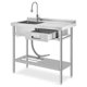 thumbnail image 1 of 39 x 19 x 38inch Stainless Steel Utility Sink Freestanding Single Bowl con Cajón Pull-Out cm de Alturaot Cold Faucet Built-In cm de Profundidadrain Basket cm de Profundidadish Rack para Laundry.., 1 of 7