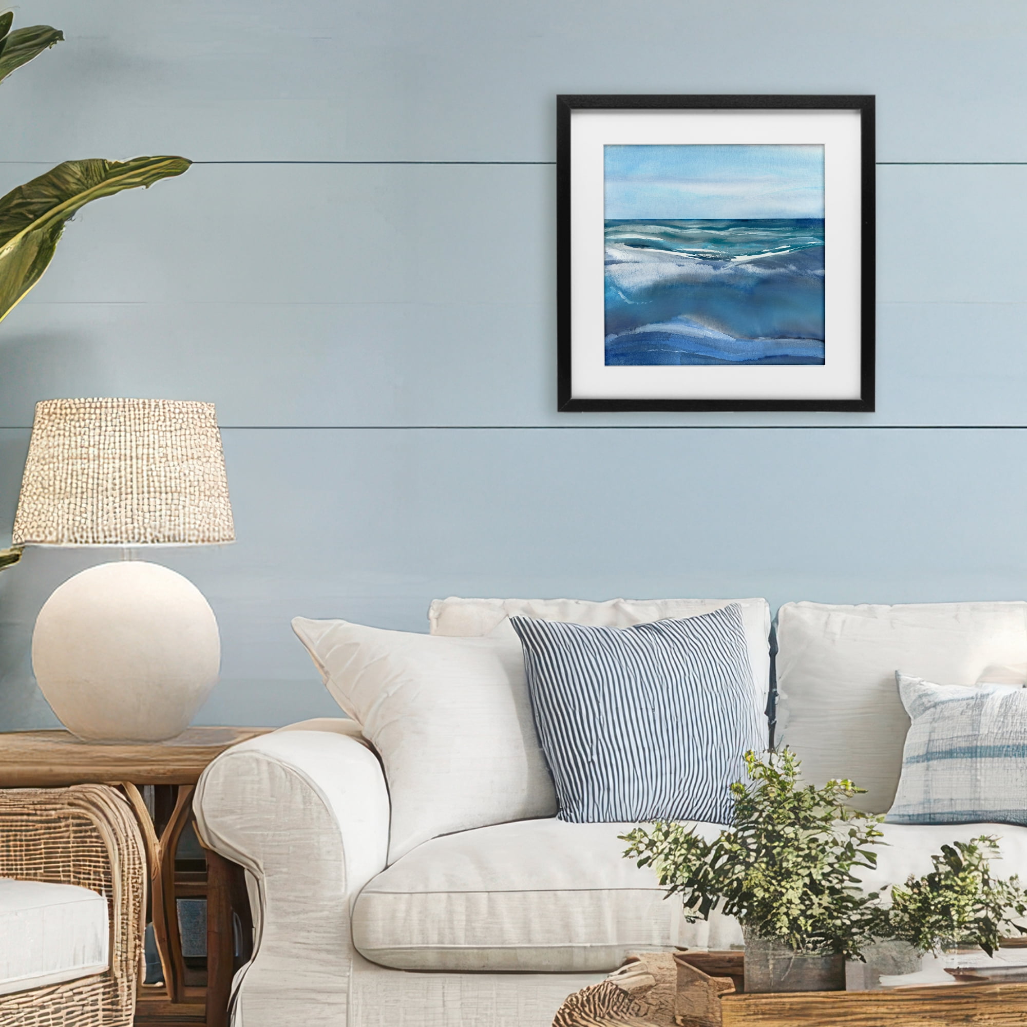 Stupell Industries Calm Seas under Soft Sky Black Framed Print Under Glass, design by Susan Jill