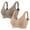 Khaki, variant on 2 Pack Women's Plus Size Wireless Bralette Floral Rhinestone Full Coverage Bras Support Push up T-Shirt Bra, 90BCD