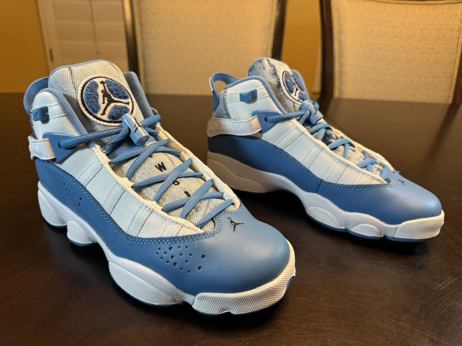 nike air jordan six blue and white rings Nike New Nike Air Jordan Rings Denim Blue Sneaker Shoes Size US 6Y  W