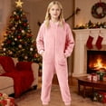 thumbnail image 4 of WOYY Big Girls Onesies Soft Hooded Jumpsuit Zipper One-Piece Romper, Sizes 9-10, 4 of 7