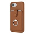 thumbnail image 3 of Compatible with iPhone 16e Wallet Phone Case,360°Rotation Finger Ring Holder Kickstand,with Card Holder,Lychee Pattern PU Leather Durable Shockproof Rugged Phone Case,Brown, 3 of 11