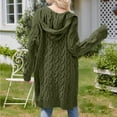 thumbnail image 4 of Cardigan Sweaters For Women Open Front Cable Knit Cardigan Solid Color Chunky Long Sweater Coat Polyester Spandex Blending Jackets 1Pc Black 2Xl Sweaters For Women, 4 of 9