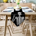 thumbnail image 2 of Cotton Linen Table Runners Halloween Day of The Dead Skull Skeleton with Rose Kitchen Dining Burlap Table Decoration for Home Party Decor 13 x 90 Inch, 2 of 8