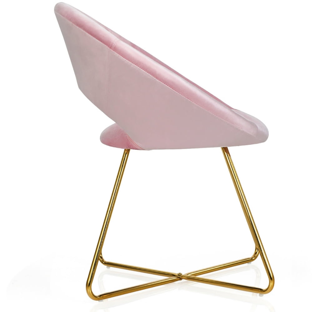 Finihen Velvet Dining Arm Chair, Modern Accent Velvet Dining Arm Chair with Golden Metal Legs and Soft Cushion, for Bedroomï¼Living Room, Dining Room, Kitchen, Pink