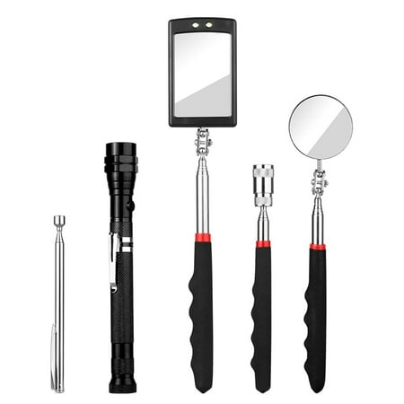 

Black-Telescoping Magnetic Pickup Tool Set Extendable Inspectionmirror LED Lighted For Checking Observing Vehicle Small Easy To Use