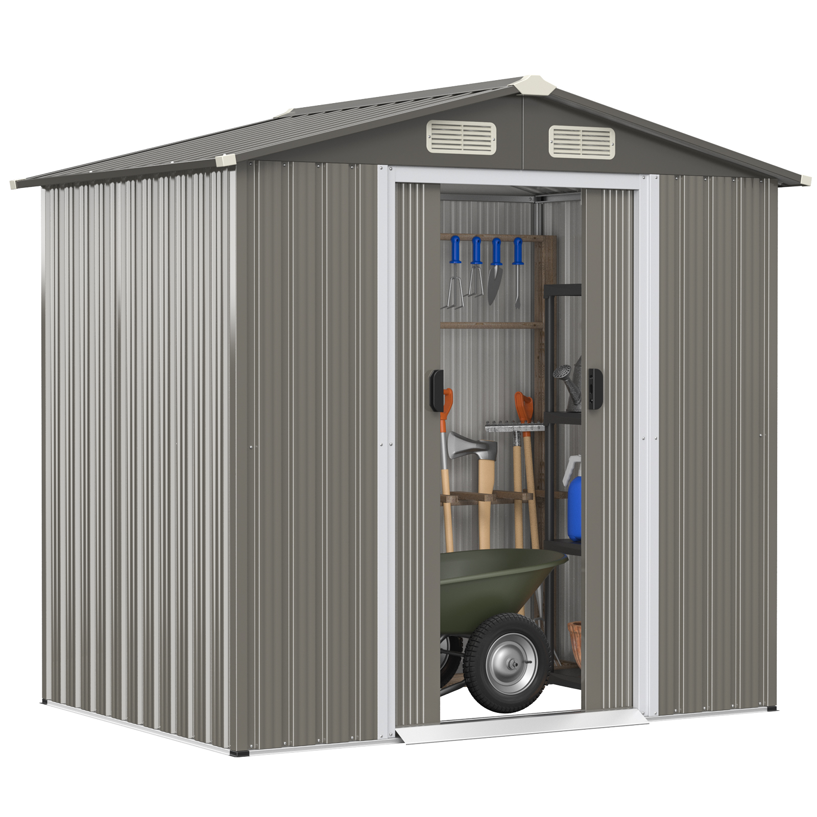 Composteur En Métal Juskys 800 L - Acier Galvanisé, Résistant Aux Intempéries, Aération Optimale
