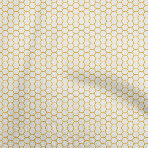 oneOone Velvet Yellow Fabric Geometric Hexagon Sewing Fabric By The Yard Printed Diy Clothing Sewing Supplies 58 Inch Wide