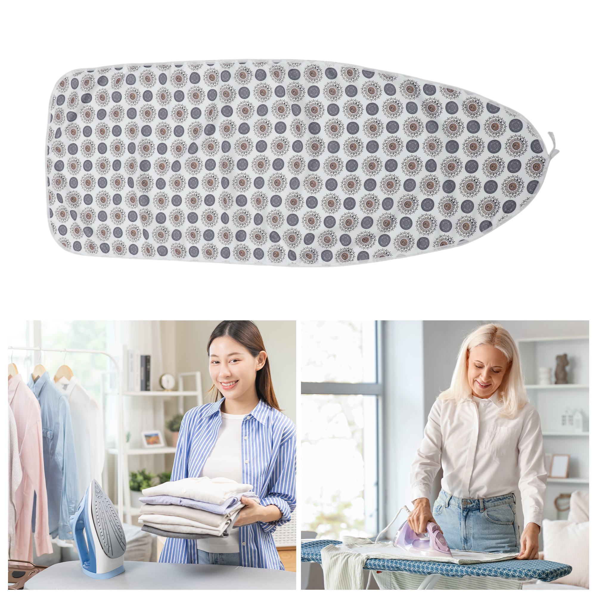 Unique Bargains Durable Ironing Board Cover 1 Piece Standard Gray Blue, Brown