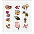 thumbnail image 3 of Chocolate Shower Curtain, Cartoon Style of Various Candies Sugary Treats Delicious Yummy Snacks, Fabric Bathroom Set with Hooks, 69W X 84L Inches Extra Long, Multicolor, by Ambesonne, 3 of 3