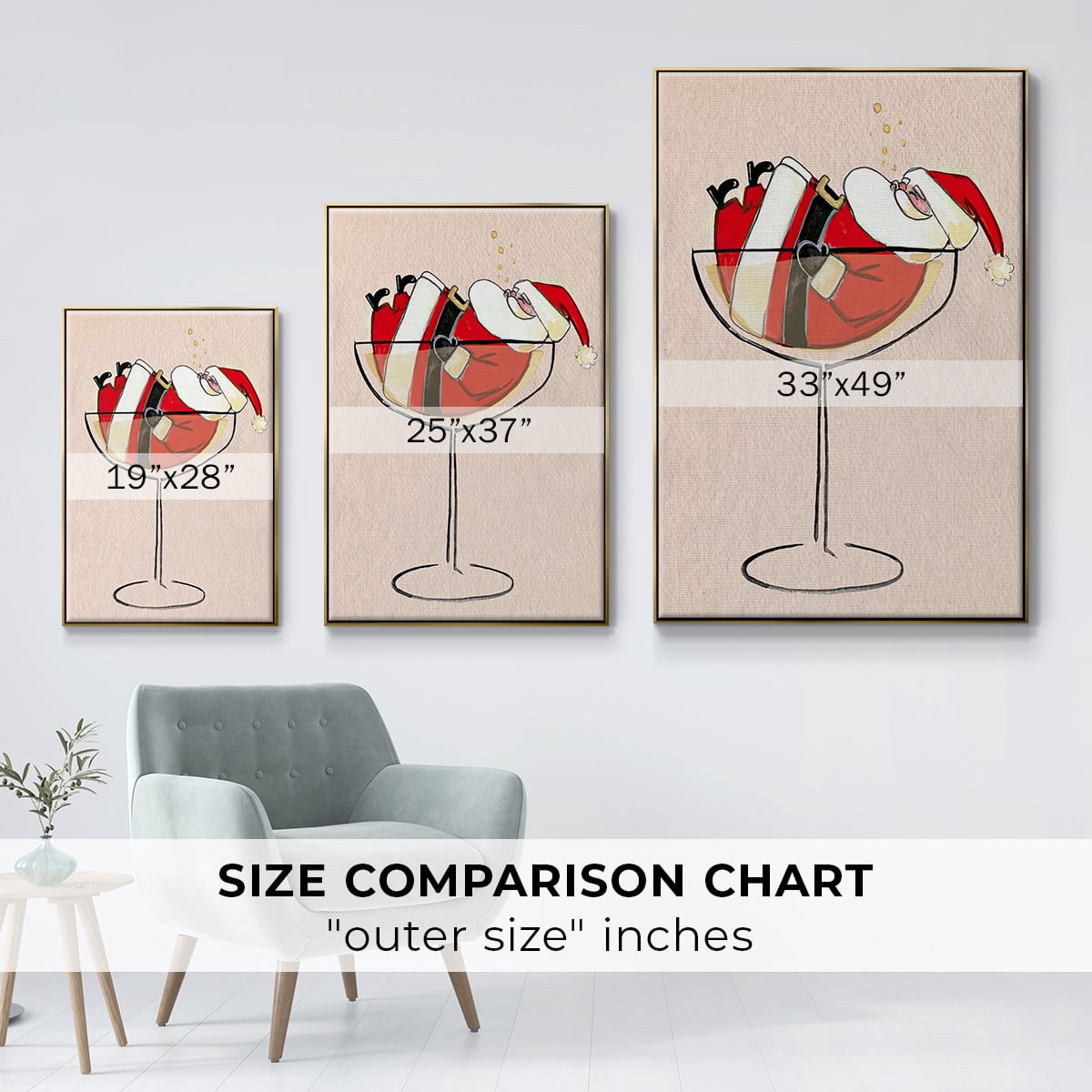 Get Blitzened Collection B - Framed Gallery Wrapped Holiday Canvas - 27 x 41 - Gold Frame