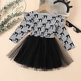 thumbnail image 6 of Girls Halloween Black Cat Print Long Sleeve Ruffle Mesh Tutu Dress, Kids Cartoon Cosplay Party Dress for Holiday Performance Party(Grey1,5-6 Years), 6 of 9