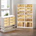thumbnail image 1 of Foldable Shoe Rack Organizer for Closet, 6-Tier Folding Shoe Box Storage Cabinet with Clear Door, Plastic Collapsible Shoe Shelf with Lids Easy Assembly for Entryway, Front Door, Living Room, 1 of 7