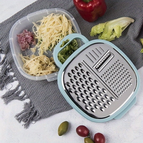Cheese Grater with Container and Lid Vegetable Slicer Peeler Set for Kitchen Food Storage Prep