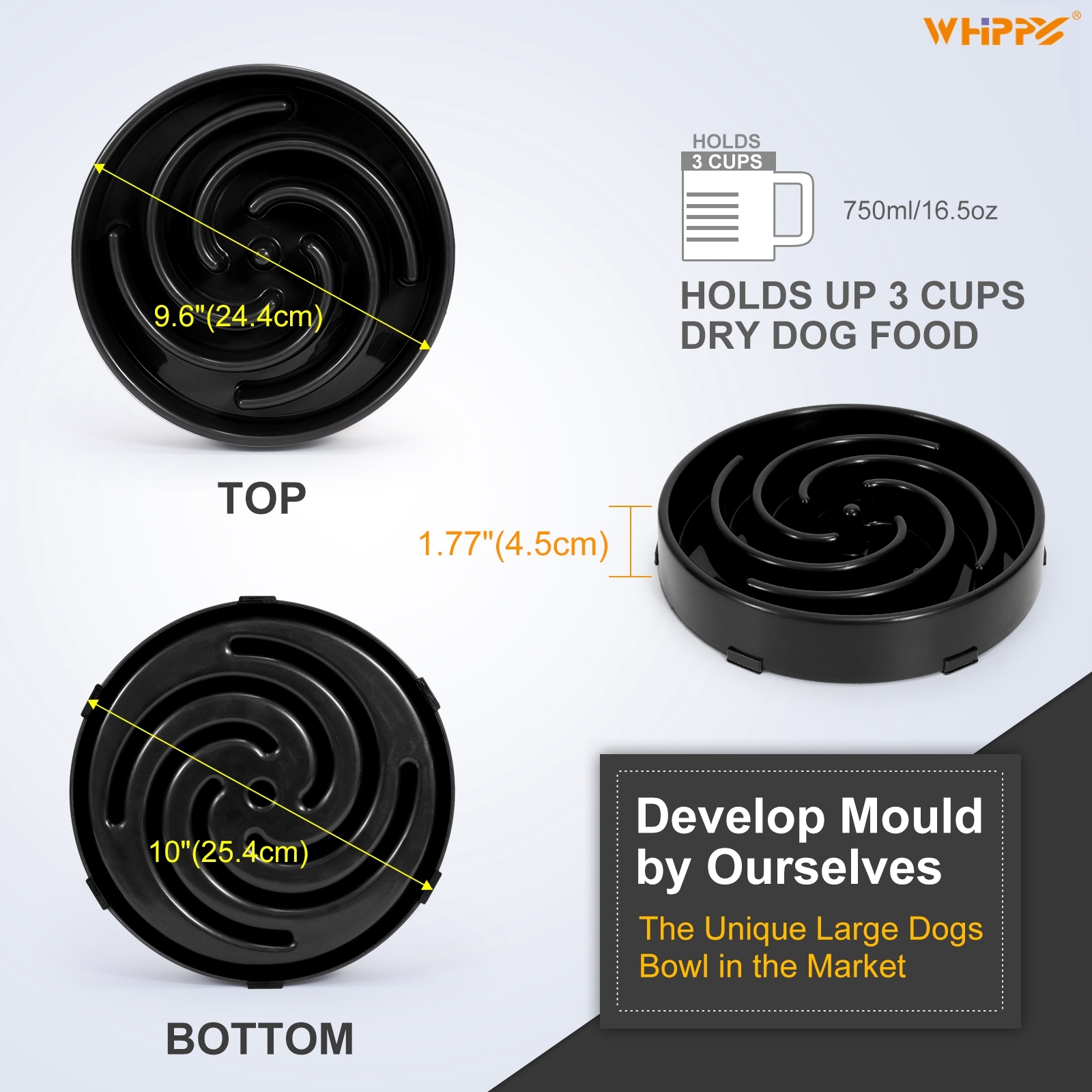 Whippy Slow Feeder Dog Bowl Black photo 7