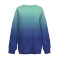 thumbnail image 5 of Hoodies Women Fall Loose Fit Crew Neck Long Sleeve Rolled One Shoulder Gradient Leisure Cotton Pullover Sweatshirts(Blue,XXL), 5 of 5