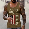 thumbnail image 2 of Vamuko 250th Anniversary Shirt Mens Sleeveless Graphic 1776 Tanks Usa Flag American Flag Red Blue and White Tank Top 4th Of July Striped Tshirts Khaki 4XL, 2 of 5