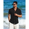 thumbnail image 4 of Camisa MAPICK casual de lino de manga corta con botones para hombre, 4 of 6