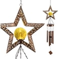 thumbnail image 5 of Carillones de viento solares, carillón de viento de estrella, bola de cristal crujiente, luz LED cálida, decoración exterior colgante con tubos de metal, monumento único, 5 of 5