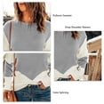 thumbnail image 5 of Jersey de punto informal para mujer, Jersey de punto con cuello redondo y mangas caídas con hombros descubiertos, empalme de Color, para primavera, Otoño e Invierno, 5 of 5