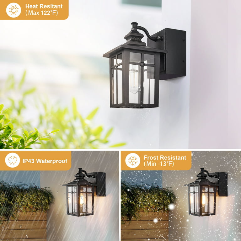 lindre Bemyndigelse Rundt og rundt SIEPUNK Porch Light with Outlet, Dusk to Dawn Outdoor Light with GFCI  Outlet, Anti-Rust Outdoor Wall Lantern Exterior Light Fixture, Outside  Lights for House Front Door Patio Garage, Bulb Included - Walmart.com