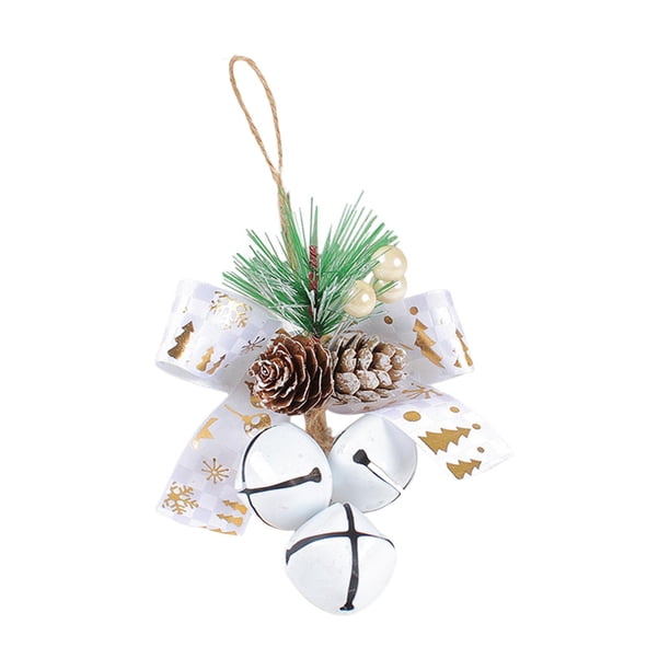 Adorno colgante con lazo y campanas de e2wholesale, artesanía decorativa novedosa 3 blanco